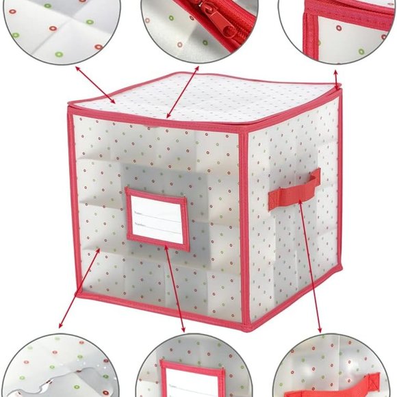 Plastic Christmas Ornament Storage Box Zippered Closure - Stores up to 64‎ - Picture 4 of 6